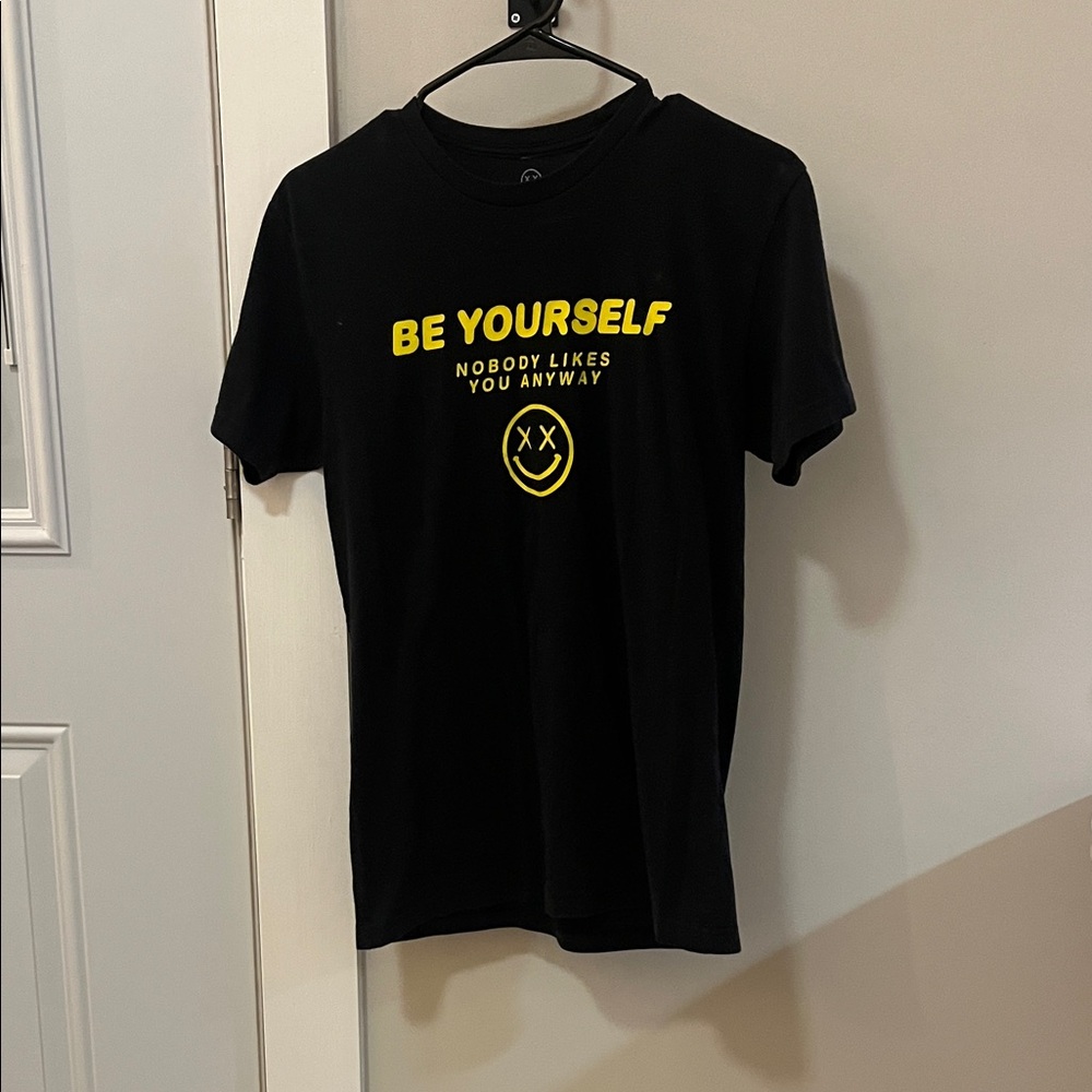 Black T-Shirt with Yellow Graphic